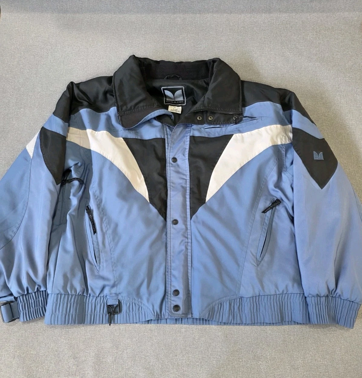 COULOIR Ski Snow Jacket Coat Men's Size 48. Blue Black Hood Zip Out Lining VTG