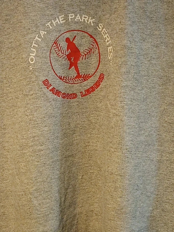 Vintage Lee Boys XL (18-20) Baseball T-shirt Diamond Legend 1973 Gray White Red - Image 2 of 4