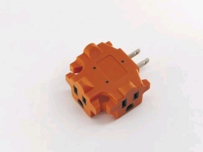 3-Way Splitter Adapter Oeange Three Prong Ground Tri-Tap Triple Wall Outlet
