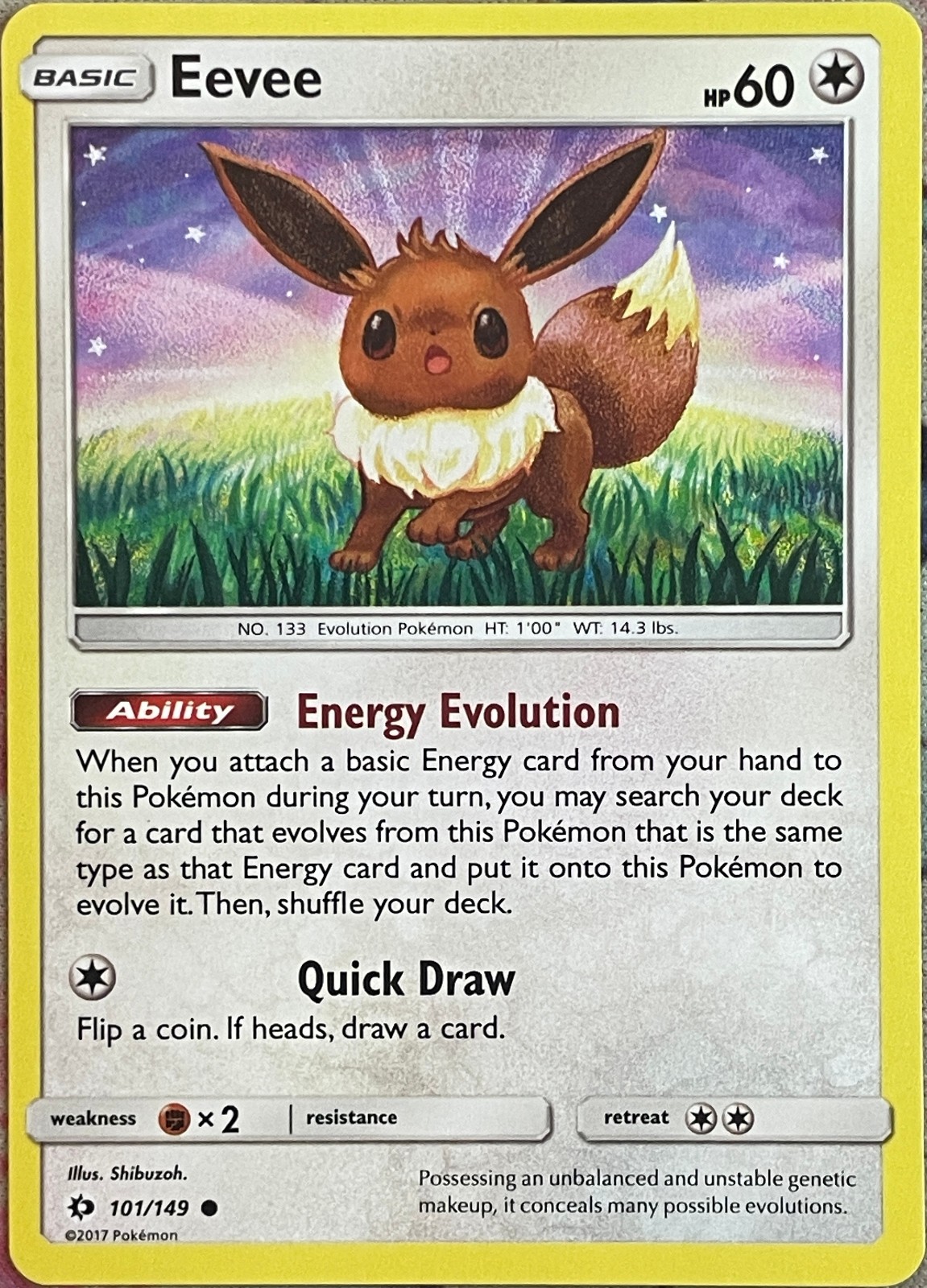 Eevee - 101/149 - Sun & Moon Base Pokemon 2017