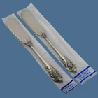 2 Sterling Silver Wallace Grande Baroque Flat Handle Butter Spreaders ~Mint