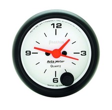 Autometer Clock Gauge 2-116 In Diameter Phantom Electric Analog White Face Each