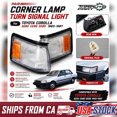 Front Corner Lamp Turn Signal Light Pair FIT Toyota Corolla 83-87