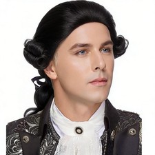 70s Wigs for Men Disco Wig Halloween Party Short m-8018-Dark Brown/ Black