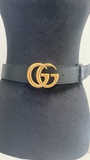 Gucci Marmont Wide Black Leather Women s Belt With Gold Hardware