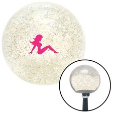 Pink Mudflap Girl Clear Metal Flake Shift Knob W M16x1.5 Insert Shifter Auto
