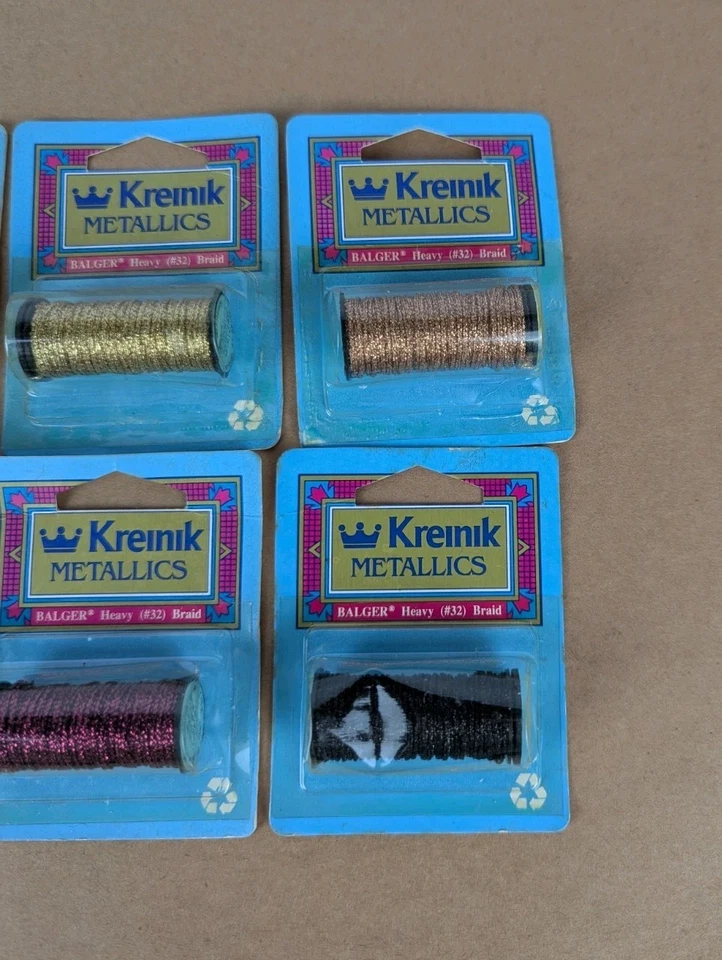 NEW Lot 7 Kreinik Metallic Thread Balger Heavy #32 Braid Tapestry Mixed Colors - Image 2 of 4