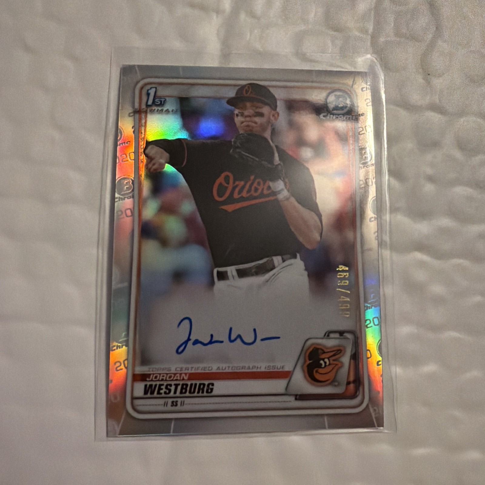 JORDAN WESTBURG 2020 Bowman 1st Chrome Refractor Auto 469/499 Orioles #CDAJWE