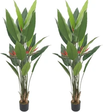 Pair  6 Feet Artificial Plant Bird of Paradise Trees with Flower Sprays and Nurs