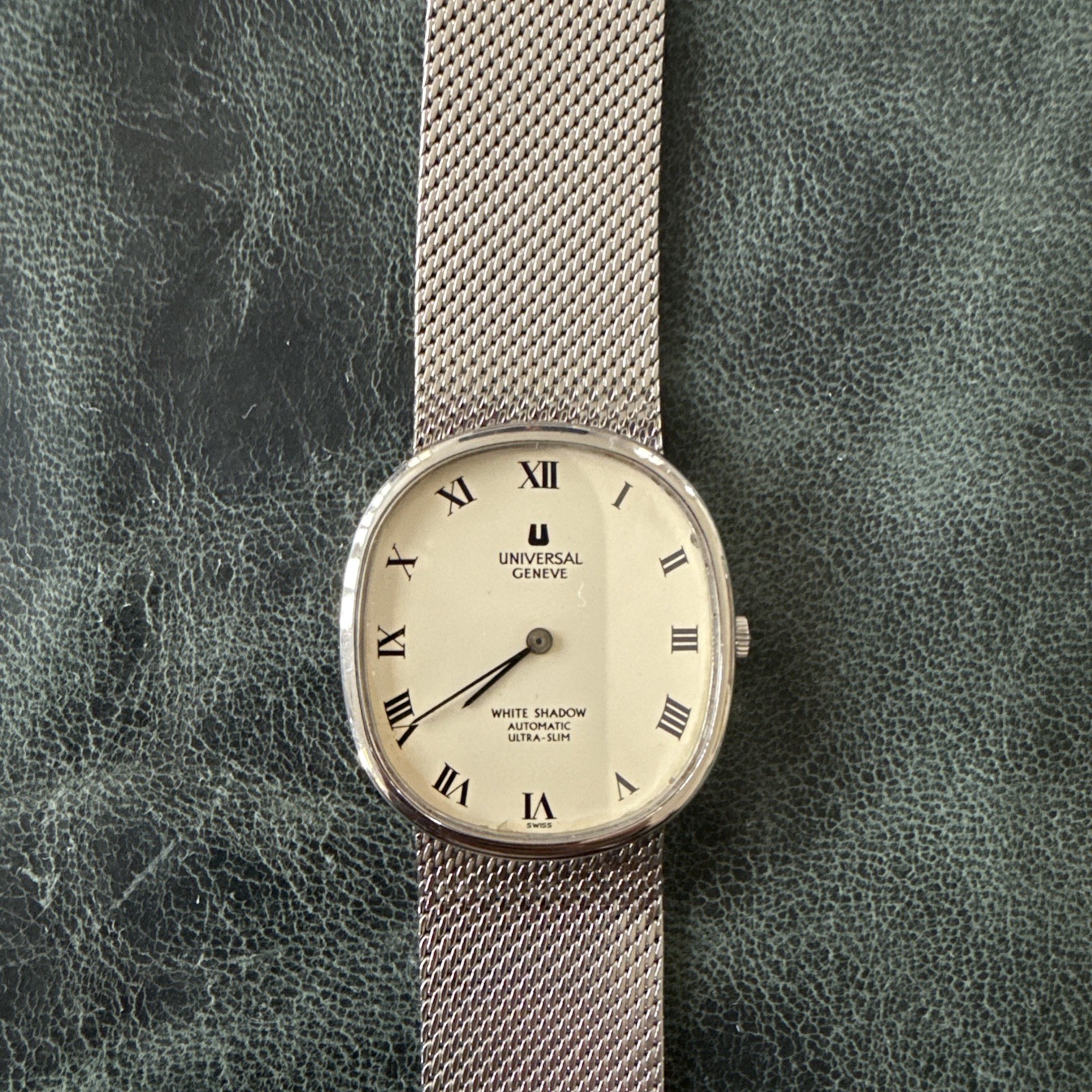 Cadran De Montre Universal Genève White Shadow Vintage NOS (New Old Stock) - Blanc - 100% Original Suisse - État Excellent
