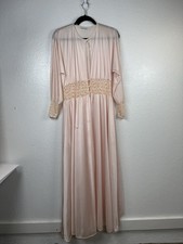 Vintage Vassarette Pink Nylon Peignoir Robe Nightgown Negligee w Lace Set