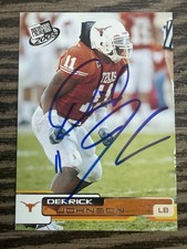 2005 Press Pass Derrick Johnson Signed Autographed Rookie Card Texas Longhorns. rookie card picture