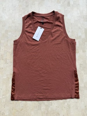 Thrive Societe Long Line Slit Tank Adobe Burnt Orange Women's Sz S NWT $62