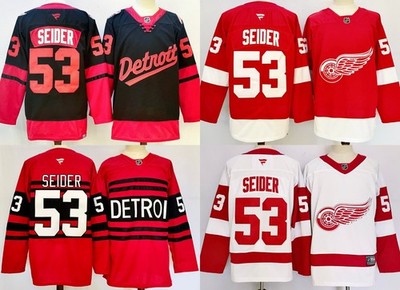 Men's Detroit Red Wings 53 Long Sleeve Top Stitched S-3XL
