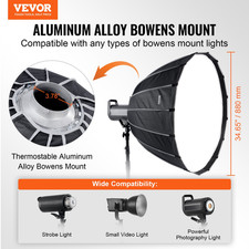 Parabolic Softbox, 33 in / 850 mm, Quick Release and Quick Fold, Daily Filming