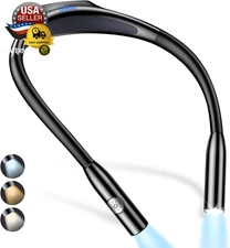 LED Neck Reading Light,Book Light for Reading in Bed-Eye Caring 3 Colors, Dimmab