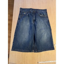 Rocawear Mens Baggy Denim Shorts Blue Medium Wash Embroidered Y2K Size 36 28