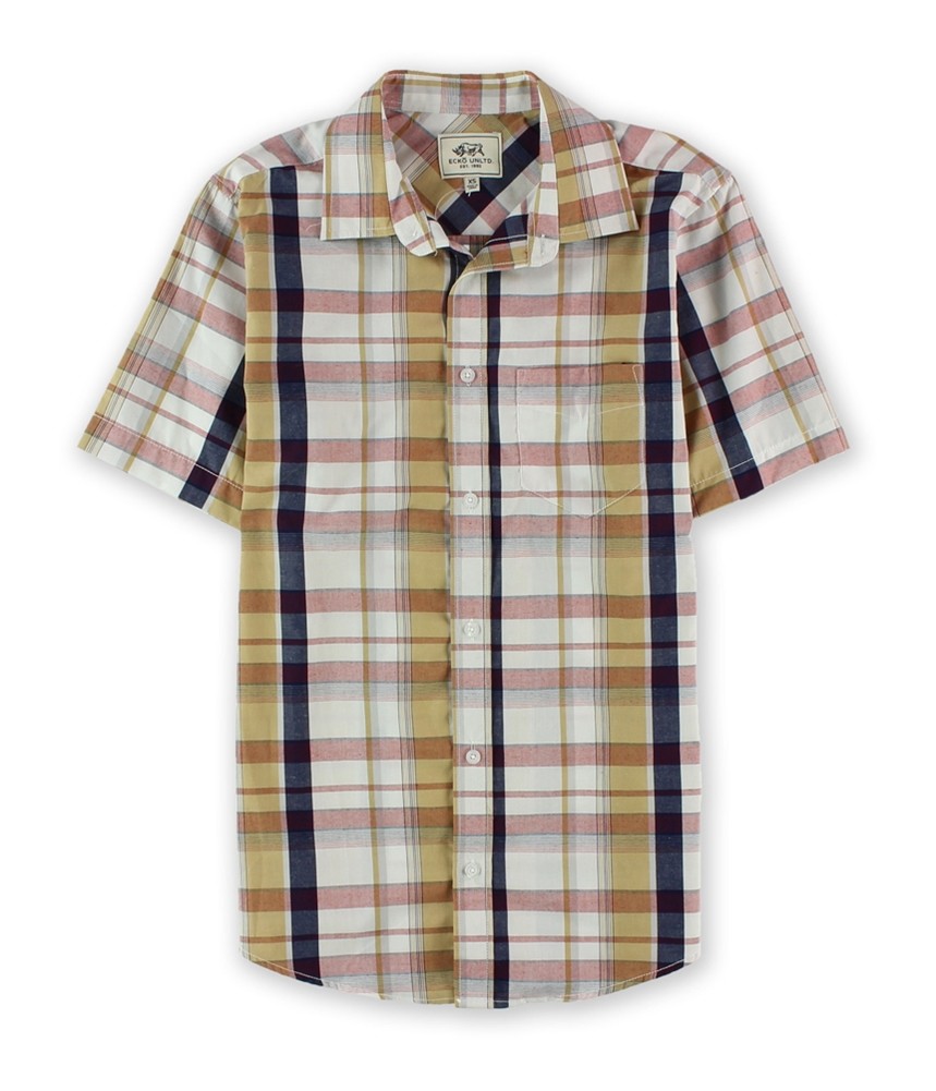 Ecko Unltd. Mens Inject Ss Woven Button Up Shirt, White, X-Small