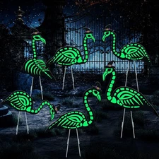 WILLBOND 6 Pcs Glow in the Dark Skeleton Flamingo Scary Creepy Outdoor pink 