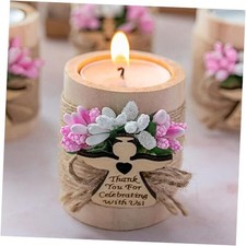  Opakowanie 10 drewnianych świeczników tealight, prezenty na chrzest dla jasnoróżowego anioła