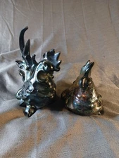 Kay Finch Pair of Chickens-Rooster Repaired California pottery vintage 