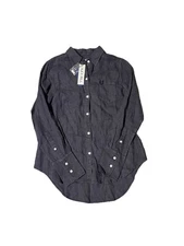 NWT Alex Mill 100% Linen Wash & Go Button Down Shirt Asphalt Grey Women’s Small