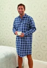 Mens Big size Brushed 100% Cotton Striped Check Lightweight Sleepwear Nightshirt