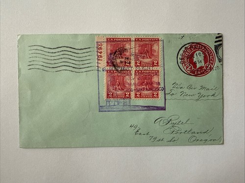 1928 645 Plate and Block of 4 Air Mail Chicago, San Francisco Pasco, WA C11