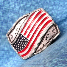 Cowboys Cowgirls Patriotic American Flag Belt Buckle Montana Silversmiths.GMP671