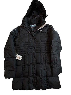 Trespass Womens Small Down Puffer Coat Black Hooded Long Parka TP50 Winter