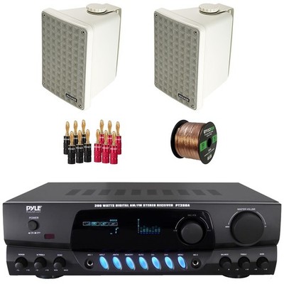 Pyle Home Theater Audio Amplifier Receiver, 2x 6.5'' 150W Speakers, Banana Plugs