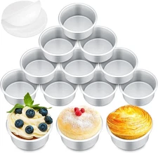 Gerrii 18 Pcs 4 Inch Cake Pans Nonstick 3.5 inches/ 9 cm in diameter, Silver 