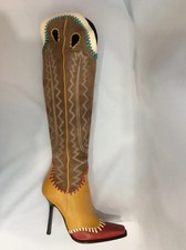 Dsquared2 Women's Knee High Boots Genuine Leather 4 Inch Heel Multicolor 7.5-8.5