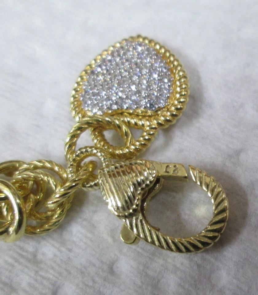 PULSERA JUDITH RIPKA ORO 925 ESTERLINA BIZANTINO CORAZÓN ENCANTO 8" Foto 3 de 4