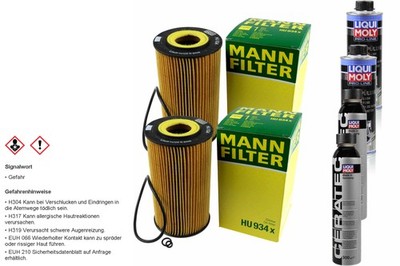 2xMANN-FILTER ÖLFILTER-HU 934 x +2xLiqui Moly Pro-Line Motorspülung/2x Cera Tec