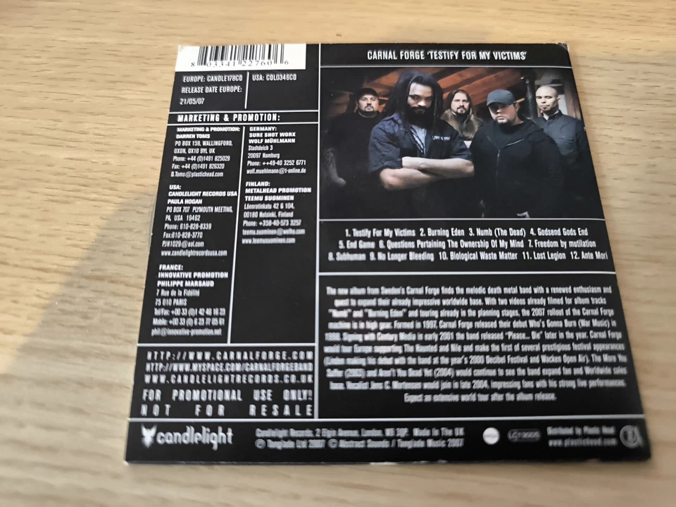 Carnal Forge “Testify for My Victims” CD •The Haunted Testament Exodus Slayer - Bild 2 von 2
