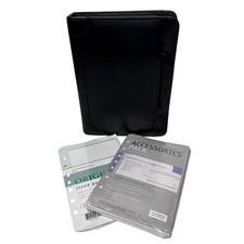 De Colección Franklin Quest Cuero Anilina Manijas Carpeta Clásicas Negro Cremallera Nuevos Insertos
