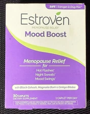Estroven Menopause Relief Mood Boost 30 Caplets Hot Flashes Exp 09/2025