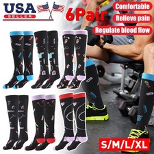 6 Pair Copper Compression Socks Women Men Circulation for Medical Running Nurses