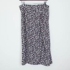 Abercrombie  Fitch Womens Floral Twist High Slit Midi Skirt Size L Dainty Fairy