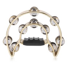 Double Row Hand Tambourine With Plating Bells For Percussion Performance EVYQ