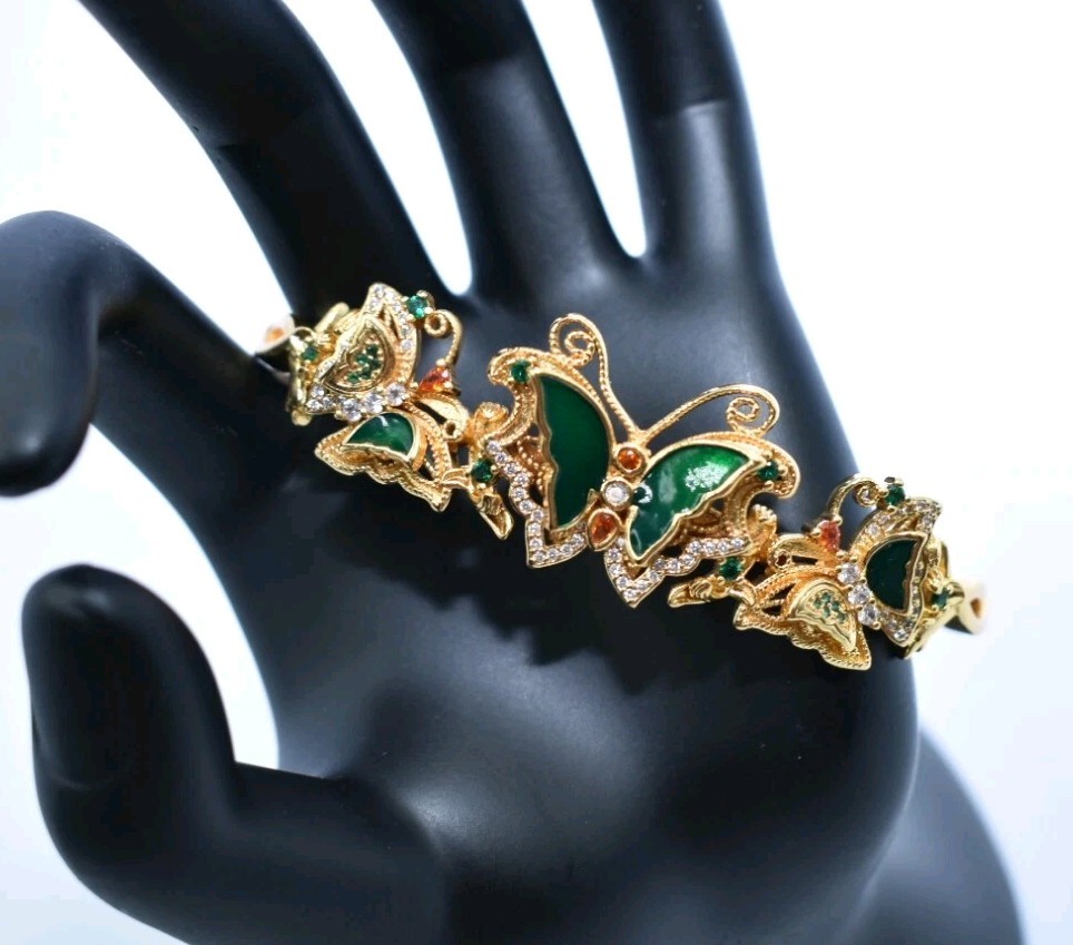 GoldTone Butterfly Statement Cuff - Bangle Crysta… - image 16