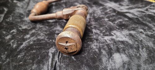 Taladro antiguo vintage de madera y metal 14" - Imagen 5 de 9