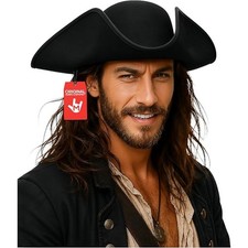 Pirate Hat For Women Men Colonial Three Cornered Tricorn Hat -NWOT