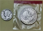 Lot of 2 Coins – 1 Mint Susan B Anthony Dollar (1980D) & 1 Mercury Dime (1942S)