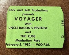 VOYAGER/UNCLE BACON&rsquo;S REVENGE/THE RUBS RARE CONCERT TICKET STUB 02/05/1982