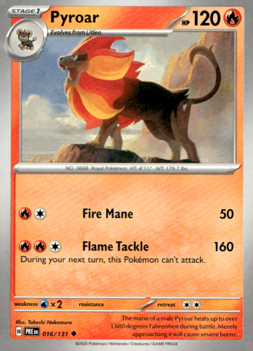 Pyroar Reg Uncommon SV: Prismatic Evolutions 016/131 NM