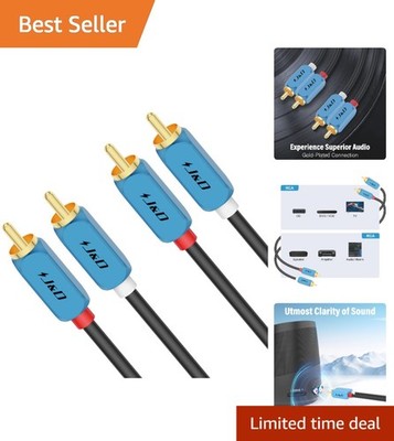 10FT RCA Audio Cable with Gold-Plated Connectors - Perfect for TVs & Amplifiers