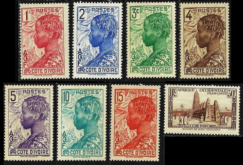 Franz. Kolonie ELFENBEINKÜSTE 1938/40: Kolonialmotive; aus Nr. 112...122* (F776)