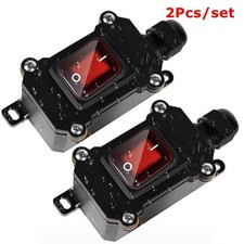 2Pcs Waterproof Outdoor Inline Cord Switch Red LED Light ON Off Switch 20/ 30A